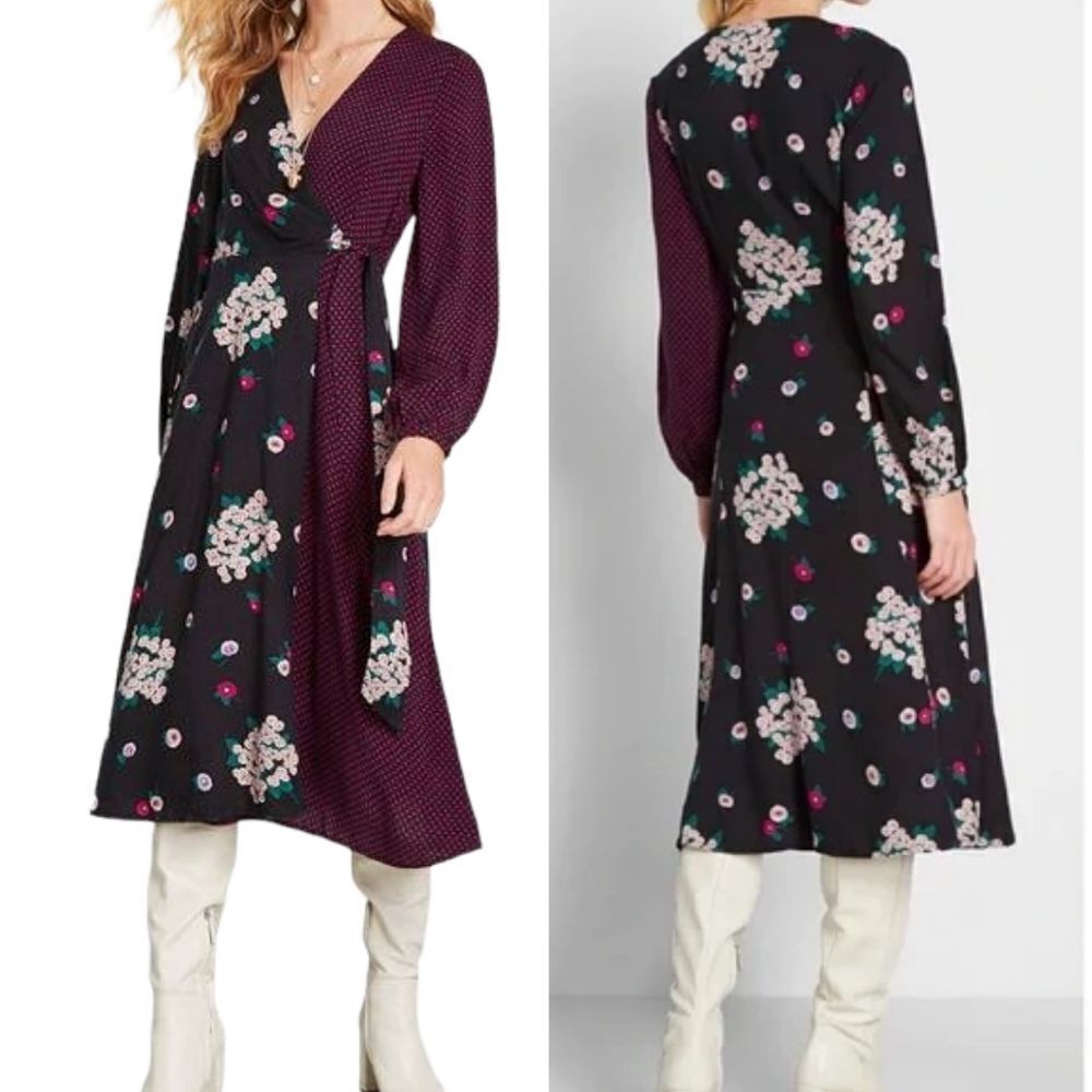 EMILY AND FIN Not Taking Sides Wrap Cotton Dress L